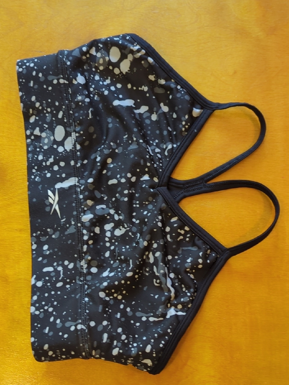 Reebok Black and White Splatter Racerback Sports Bra